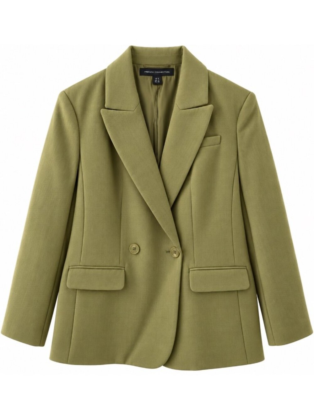 Express Womens Olive Green Double-Breasted Blazer XS Recycled Polyester Blend